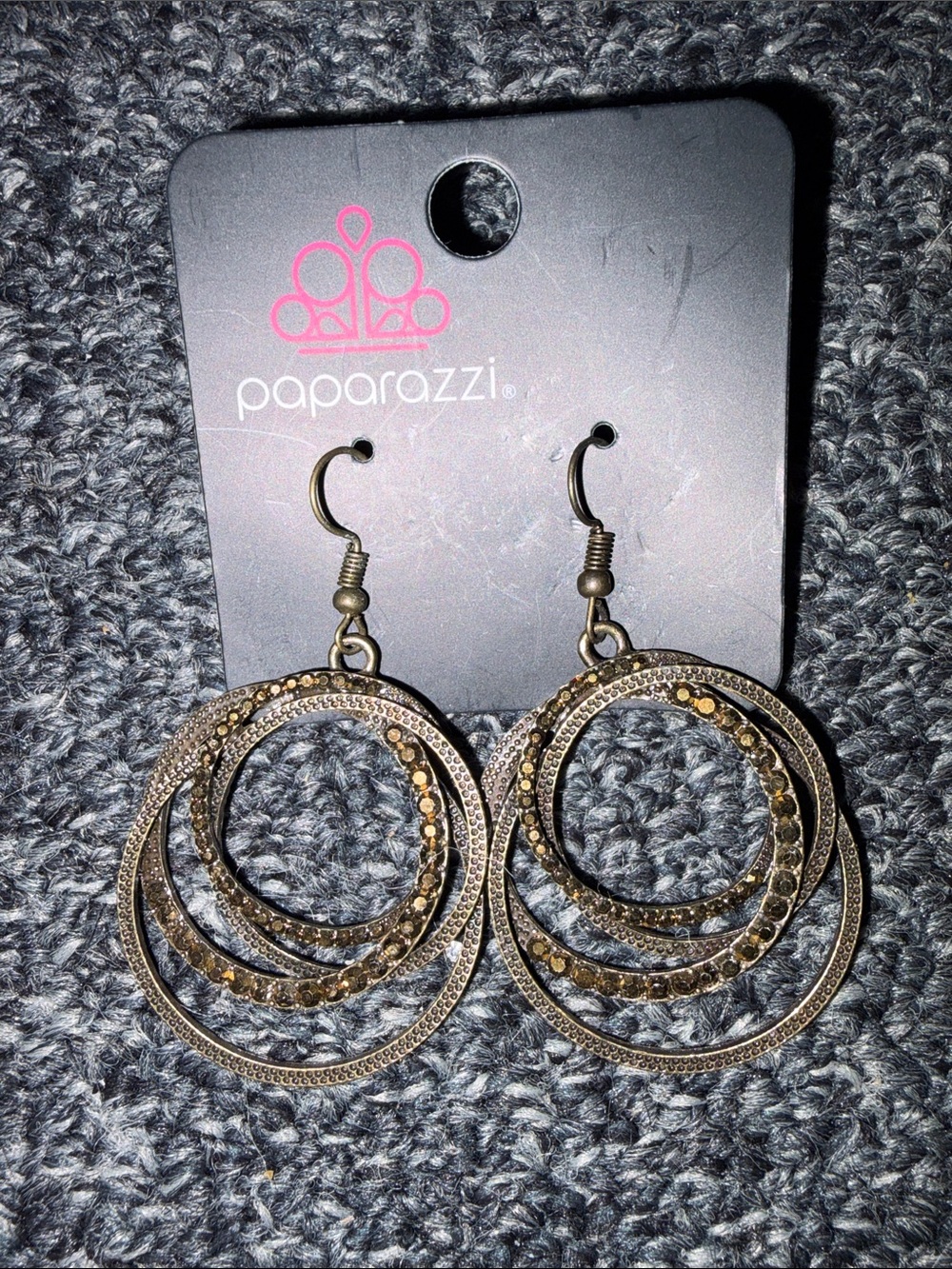 paparazzi Bronze Gold-Tone Layered Hoop Dangle Earrings